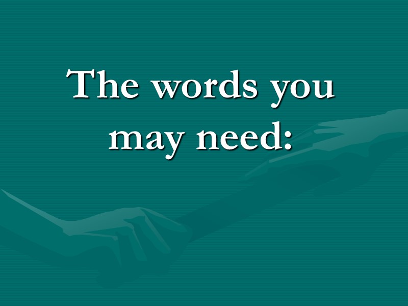 The words you may need: The words you may need: